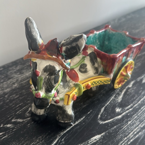 Vintage Italian donkey pulling cart flower planter. - Picture 2 of 10